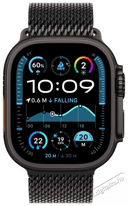 Apple Watch Ultra 2 49mm Black Titanium Case with Black Titanium Milanese Loop - M Mobil / Kommunik&aacute;ci&oacute; / Smart - Okos eszk&ouml;z - Okos&oacute;ra - 523649