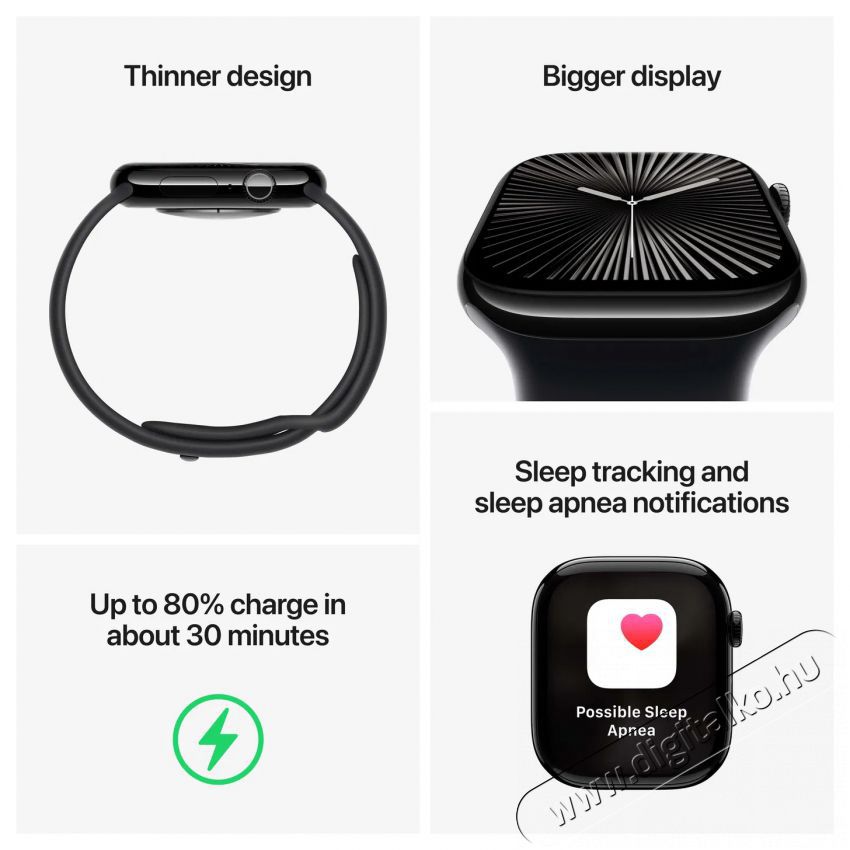 Apple Watch Series 10 42mm Cellular Slate Titanium Case with Black Sport Band - S/M Mobil / Kommunik&aacute;ci&oacute; / Smart - Okos eszk&ouml;z - Okos&oacute;ra - 523672