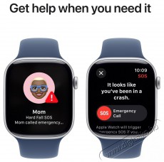 Apple Watch Series 10 46mm Cellular Silver Aluminium Case with Denim Sport Band - S/M Mobil / Kommunikáció / Smart - Okos eszköz - Okosóra - 523668