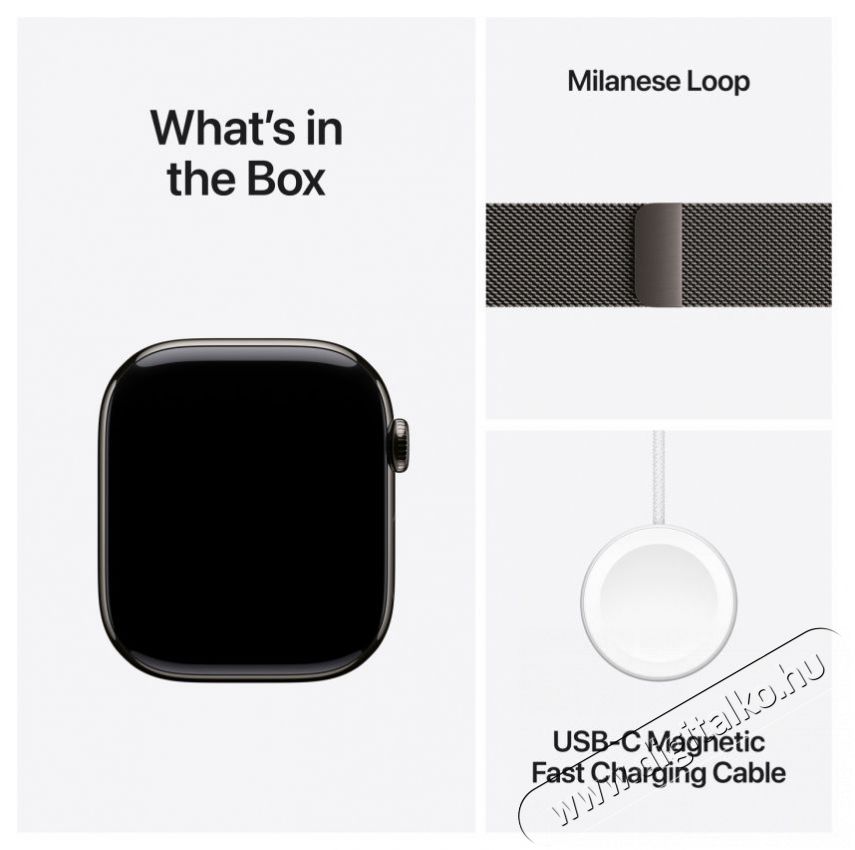 Apple Watch Series 10 46mm Cellular Slate Titanium Case with Slate Milanese Loop - S/M Mobil / Kommunik&aacute;ci&oacute; / Smart - Okos eszk&ouml;z - Okos&oacute;ra - 523660