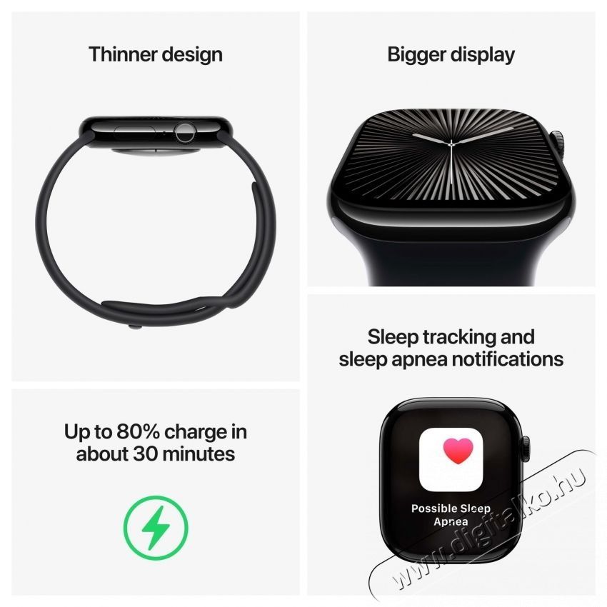 Apple Watch Series 10 46mm Cellular Slate Titanium Case with Black Sport Band - S/M Mobil / Kommunik&aacute;ci&oacute; / Smart - Okos eszk&ouml;z - Okos&oacute;ra - 523656