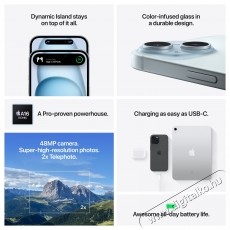 Apple iPhone 15 Plus Mobiltelefon, 256GB, 5G, K&eacute;k Mobil / Kommunik&aacute;ci&oacute; / Smart - Okostelefon - iOS - 535977