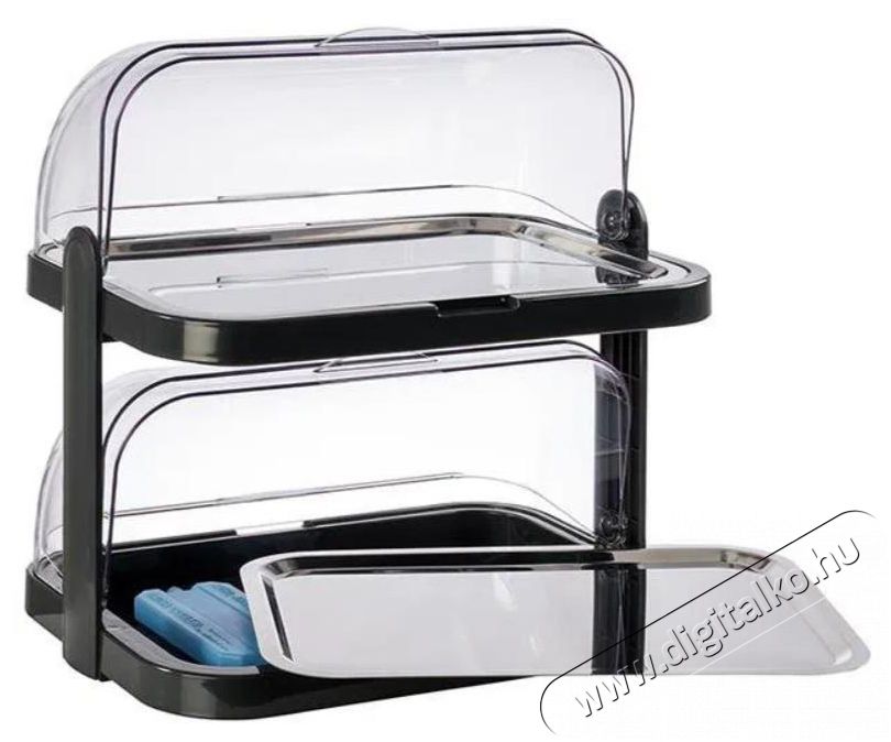 APS Hűt&ouml;tt b&uuml;f&eacute; vitrin 2 szintes, fekete 09204 Konyhai term&eacute;kek - Ed&eacute;ny - Egy&eacute;b ed&eacute;ny - 526858