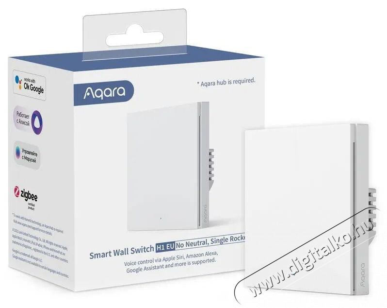 AQARA Smart Wall Switch H1 (No Neutral, Single Rocker) H&aacute;ztart&aacute;s / Otthon / K&uuml;lt&eacute;r - Okos otthon - Kieg&eacute;sz&iacute;tő - 523764