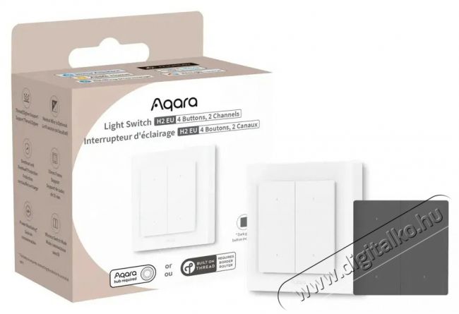 AQARA Light Switch H2 EU 4 Buttons, 2 Channels (WS-K08D) Háztartás / Otthon / Kültér - Okos otthon - Kiegészítő - 523756