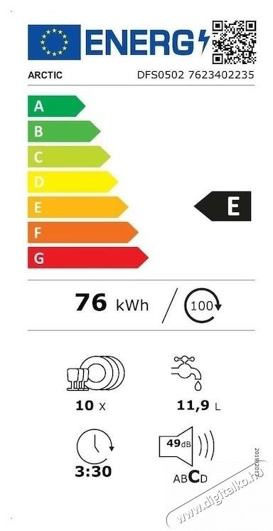 ARCTIC DFS0502 Slim Mosogat&oacute;g&eacute;p, 10 szett, 5 program Konyhai term&eacute;kek - Mosogat&oacute;g&eacute;p - Keskeny (45cm-ig) szabadon&aacute;ll&oacute; mosogat&oacute;g&eacute;p - 534207