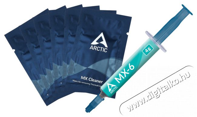 ARTIC COOLING ARCTIC COOLING Hűtőpaszta MX-6, 4g + MX Tisztítókendő Hűtőpasztához Iroda és számítástechnika - Egyéb számítástechnikai termék - 492521