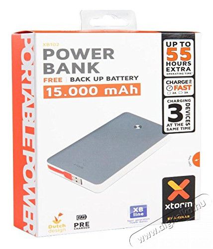 A-Solar AS-XB102 Xtorm Powerbank Free 15000mAh - szürke/fehér Mobil / Kommunikáció / Smart - Powerbank / Külső akkumulátor és töltő - 323754