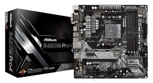 Asrock B450M PRO4 AMD B450 SocketAM4 mATX alaplap Iroda &eacute;s sz&aacute;m&iacute;t&aacute;stechnika - Egy&eacute;b sz&aacute;m&iacute;t&aacute;stechnikai term&eacute;k - 410747
