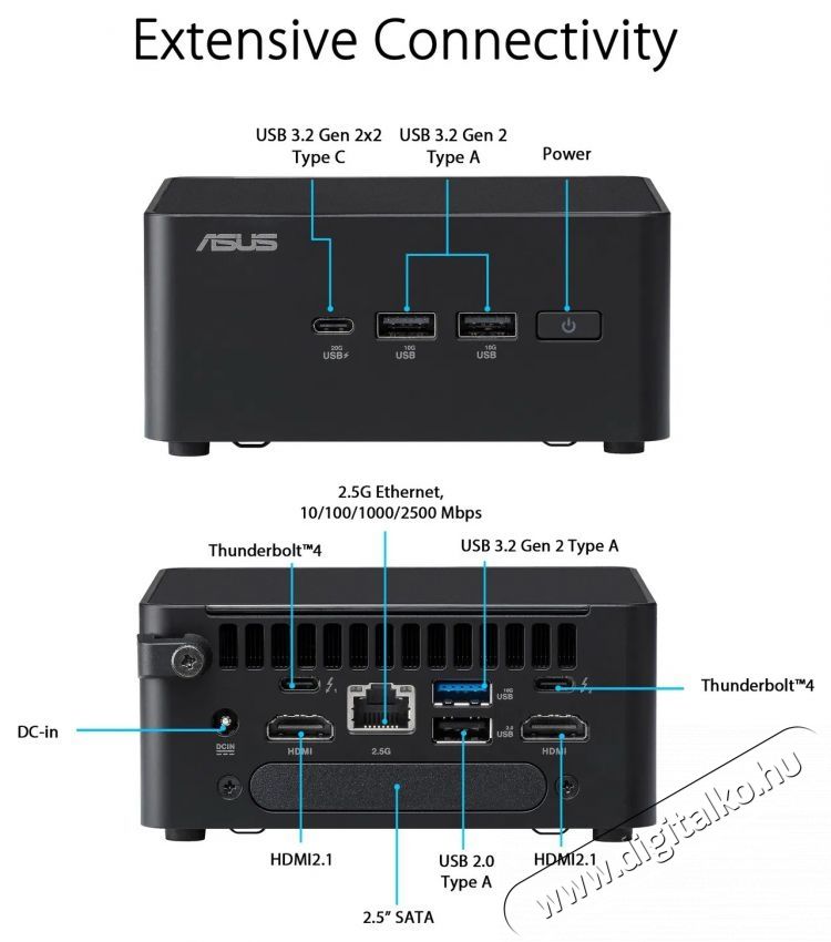 Asus NUC 14 Pro NUC14RVHU5000R2 Tall Iroda &eacute;s sz&aacute;m&iacute;t&aacute;stechnika - Asztali sz&aacute;m&iacute;t&oacute;g&eacute;p - 523844