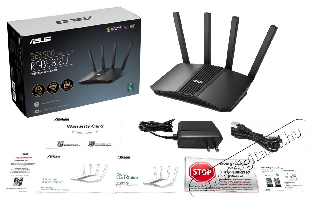 Asus RT-BE82U WiFi router Iroda &eacute;s sz&aacute;m&iacute;t&aacute;stechnika - H&aacute;l&oacute;zat - Router - 532423