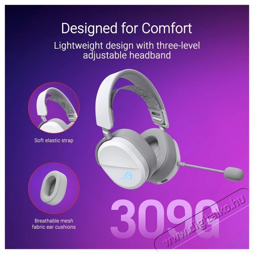 Asus ROG PELTA (90YH0410-BHUA10) Moonlight White Audio-Video / Hifi / Multim&eacute;dia - F&uuml;l &eacute;s Fejhallgat&oacute;k - Fejhallgat&oacute; mikrofonnal / headset - 539052