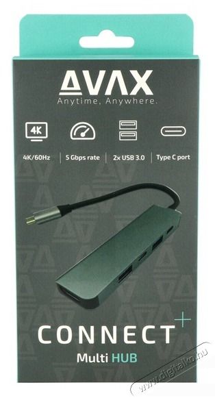 AVAX HB611 CONNECT+ 5in1 Multi Type C-HDMI(4k60Hz), TypeC, 2xUSB 3.0, PD 100W HUB Iroda &eacute;s sz&aacute;m&iacute;t&aacute;stechnika - Notebook kieg&eacute;sz&iacute;tő - USB hub / eloszt&oacute; - 514980