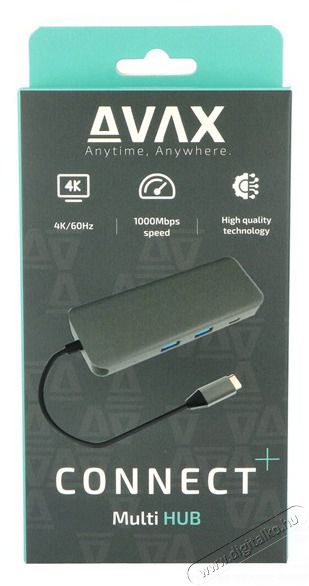 AVAX HB612 CONNECT+ 8in1 Multi 2xUSB 3.0, TypeC, HDMI(4K/60Hz), RJ45, TF/SD, PD 100W HUB Iroda és számítástechnika - Notebook kiegészítő - USB hub / elosztó - 514981