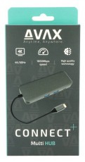 AVAX HB612 CONNECT+ 8in1 Multi 2xUSB 3.0, TypeC, HDMI(4K/60Hz), RJ45, TF/SD, PD 100W HUB Iroda és számítástechnika - Notebook kiegészítő - USB hub / elosztó - 514981