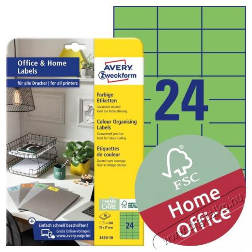 Avery 3450-10 70x37mm 240db-os zöld univerzális etikett Egyéb - Nem forgalmazzuk ! - 391237
