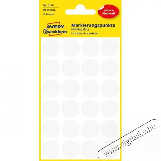 Avery 3170 18mm öntapadó 96db-os fehér jelölőpont Egyéb - Nem forgalmazzuk ! - 391234
