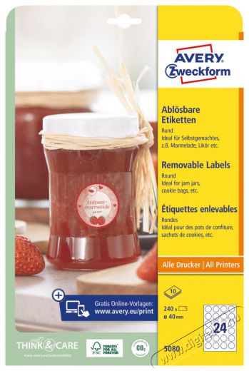 Avery 5080 40mm univerzális visszaszedhető köretikett - fehér Egyéb - Nem forgalmazzuk ! - 403923
