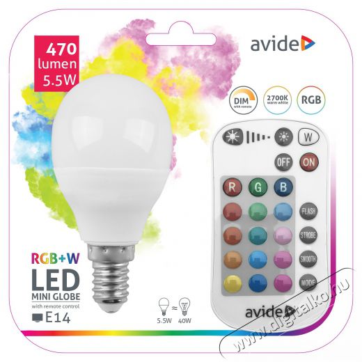 Avide ASMG14RGBW-5.5W-WIFI Okos LED mini gömb izzó RGB+W Egyéb - Nem forgalmazzuk ! - 381891