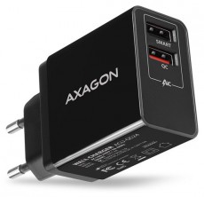 Axagon ACU-QS24 QC3.0 + 5V-1.2A fekete fali töltő Mobil / Kommunikáció / Smart - Mobiltelefon kiegészítő / tok - Hálózati-, autós töltő - 391113