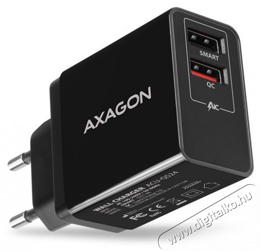 Axagon ACU-QS24 QC3.0 + 5V-1.2A fekete fali töltő Mobil / Kommunikáció / Smart - Mobiltelefon kiegészítő / tok - Hálózati-, autós töltő - 391113