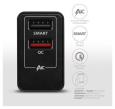 Axagon ACU-QS24 QC3.0 + 5V-1.2A fekete fali töltő Mobil / Kommunikáció / Smart - Mobiltelefon kiegészítő / tok - Hálózati-, autós töltő - 391113