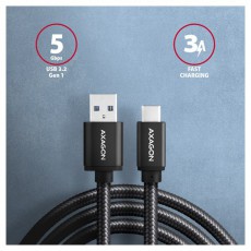 Axagon BUCM3-AM10AB USB-C 3.2 Gen 1 - USB-A 1 m fekete kábel Iroda és számítástechnika - Számítógép tartozék - USB kábel - 391156