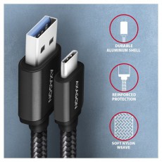 Axagon BUCM3-AM10AB USB-C 3.2 Gen 1 - USB-A 1 m fekete kábel Iroda és számítástechnika - Számítógép tartozék - USB kábel - 391156