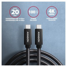 Axagon BUCM32-CM20AB USB-C 3.2 Gen 2 - USB-C 2 m fekete k&aacute;bel Mobil / Kommunik&aacute;ci&oacute; / Smart - Mobiltelefon kieg&eacute;sz&iacute;tő / tok - K&aacute;bel / &aacute;talak&iacute;t&oacute; - 391155