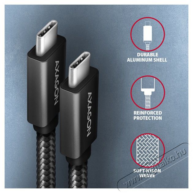 Axagon BUCM32-CM20AB USB-C 3.2 Gen 2 - USB-C 2 m fekete k&aacute;bel Mobil / Kommunik&aacute;ci&oacute; / Smart - Mobiltelefon kieg&eacute;sz&iacute;tő / tok - K&aacute;bel / &aacute;talak&iacute;t&oacute; - 391155
