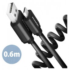 Axagon BUMM-AM10TB Twister micro USB 2.0 B - USB 2.0 A 0,6 m fekete csavart kábel Iroda és számítástechnika - Számítógép tartozék - USB kábel - 391161