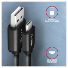 Axagon BUMM-AM10TB Twister micro USB 2.0 B - USB 2.0 A 0,6 m fekete csavart kábel Iroda és számítástechnika - Számítógép tartozék - USB kábel - 391161