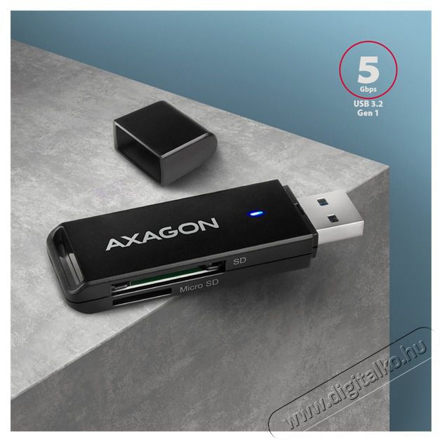 Axagon CRE-S2N Superspeed USB 3.2 Gen 1 Type-A, slim SD/microSD kártyaolvasó Memória kártya / Pendrive - Kártya olvasó - 392425
