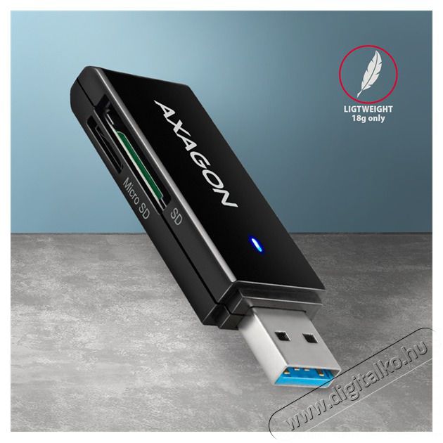 Axagon CRE-S2N Superspeed USB 3.2 Gen 1 Type-A, slim SD/microSD kártyaolvasó Memória kártya / Pendrive - Kártya olvasó - 392425
