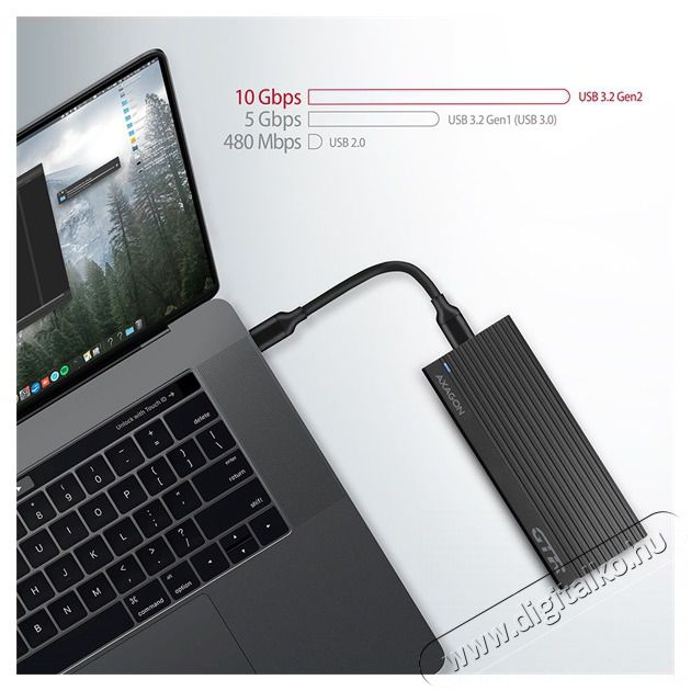 Axagon EEM2-GTR SuperSpeed+ USB-C - NVMe M.2 fekete h&aacute;z Iroda &eacute;s sz&aacute;m&iacute;t&aacute;stechnika - Adatt&aacute;rol&oacute; / merevlemez - Kieg&eacute;sz&iacute;tő - 391381