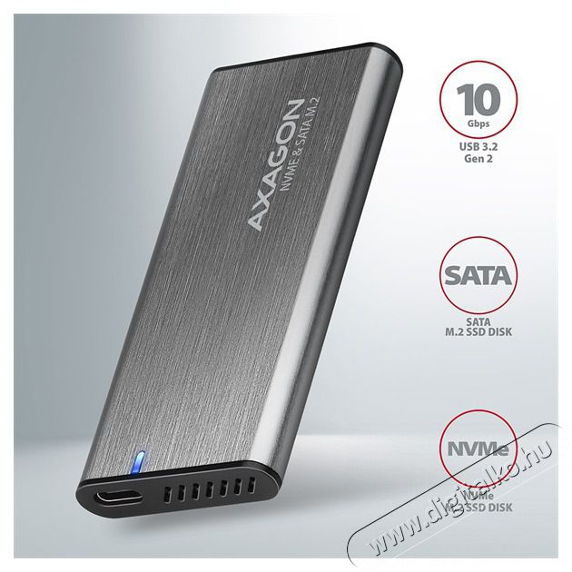 Axagon EEM2-SG2 USB-C 3.2 Gen2 - M.2 NVMe SSD h&aacute;z Iroda &eacute;s sz&aacute;m&iacute;t&aacute;stechnika - Adatt&aacute;rol&oacute; / merevlemez - Kieg&eacute;sz&iacute;tő - 391380