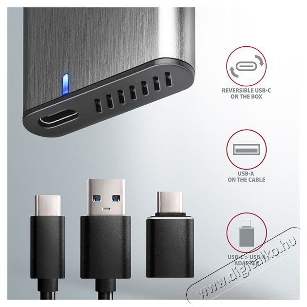 Axagon EEM2-SG2 USB-C 3.2 Gen2 - M.2 NVMe SSD h&aacute;z Iroda &eacute;s sz&aacute;m&iacute;t&aacute;stechnika - Adatt&aacute;rol&oacute; / merevlemez - Kieg&eacute;sz&iacute;tő - 391380