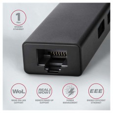 Axagon HMA-GL3A 3 portos USB3.2. Gen 2 Hub Gigabit LAN porttal - fekete Iroda és számítástechnika - Notebook kiegészítő - USB hub / elosztó - 391756