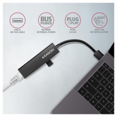 Axagon HMA-GL3A 3 portos USB3.2. Gen 2 Hub Gigabit LAN porttal - fekete Iroda és számítástechnika - Notebook kiegészítő - USB hub / elosztó - 391756