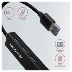 Axagon HMA-GL3A 3 portos USB3.2. Gen 2 Hub Gigabit LAN porttal - fekete Iroda és számítástechnika - Notebook kiegészítő - USB hub / elosztó - 391756