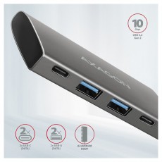 Axagon HMC-4G2 4 portos USB3.2. Gen 2 ez&uuml;stfekete HUB Iroda &eacute;s sz&aacute;m&iacute;t&aacute;stechnika - Notebook kieg&eacute;sz&iacute;tő - USB hub / eloszt&oacute; - 391754
