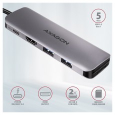 Axagon HMC-5 SuperSpeed USB-C COMBO 5in1 Hub Iroda és számítástechnika - Notebook kiegészítő - USB hub / elosztó - 391752