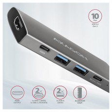 Axagon HMC-5G2 5 portos USB3.2. Gen 2 ezüstfekete HUB Iroda és számítástechnika - Notebook kiegészítő - USB hub / elosztó - 392364