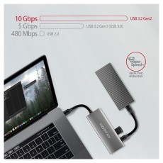 Axagon HMC-5G2 5 portos USB3.2. Gen 2 ezüstfekete HUB Iroda és számítástechnika - Notebook kiegészítő - USB hub / elosztó - 392364