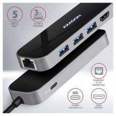 Axagon HMC-6GL SUPERSPEED USB-C COMBO 6IN1 HUB Iroda és számítástechnika - Notebook kiegészítő - USB hub / elosztó - 392361