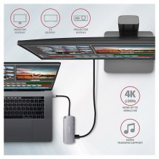 Axagon HMC-6M2 Superspeed USB-C Combo 6IN1 Hub - Ezüstfekete Iroda és számítástechnika - Notebook kiegészítő - USB hub / elosztó - 391757