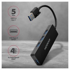 Axagon HUE-G1A 4 portos USB3.0 HUB Iroda és számítástechnika - Notebook kiegészítő - USB hub / elosztó - 392363