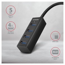 Axagon HUE-M1AL 4 portos USB3.2 Gen 1 mini HUB Iroda és számítástechnika - Notebook kiegészítő - USB hub / elosztó - 391677