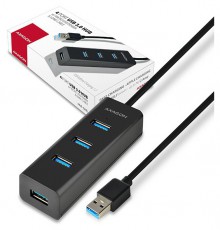 Axagon HUE-S2BL 4 portos USB3.0 gyorstöltő hosszú kábeles HUB Iroda és számítástechnika - Notebook kiegészítő - USB hub / elosztó - 391672