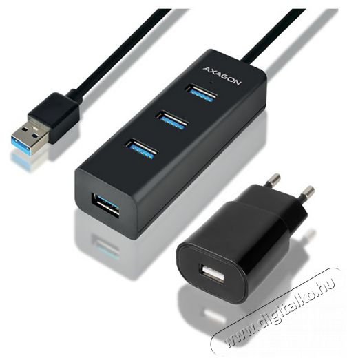 Axagon HUE-S2BP 4 portos USB3.0 gyorstöltő hosszú kábeles Hub tápegységgel Iroda és számítástechnika - Notebook kiegészítő - USB hub / elosztó - 391674